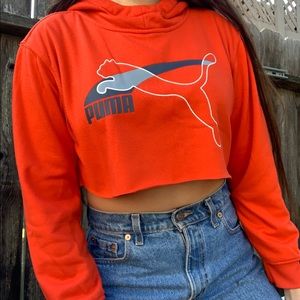 Orange puma cropped hoodie